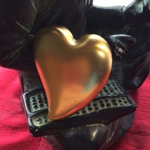 Gold tone money stamped heart pin